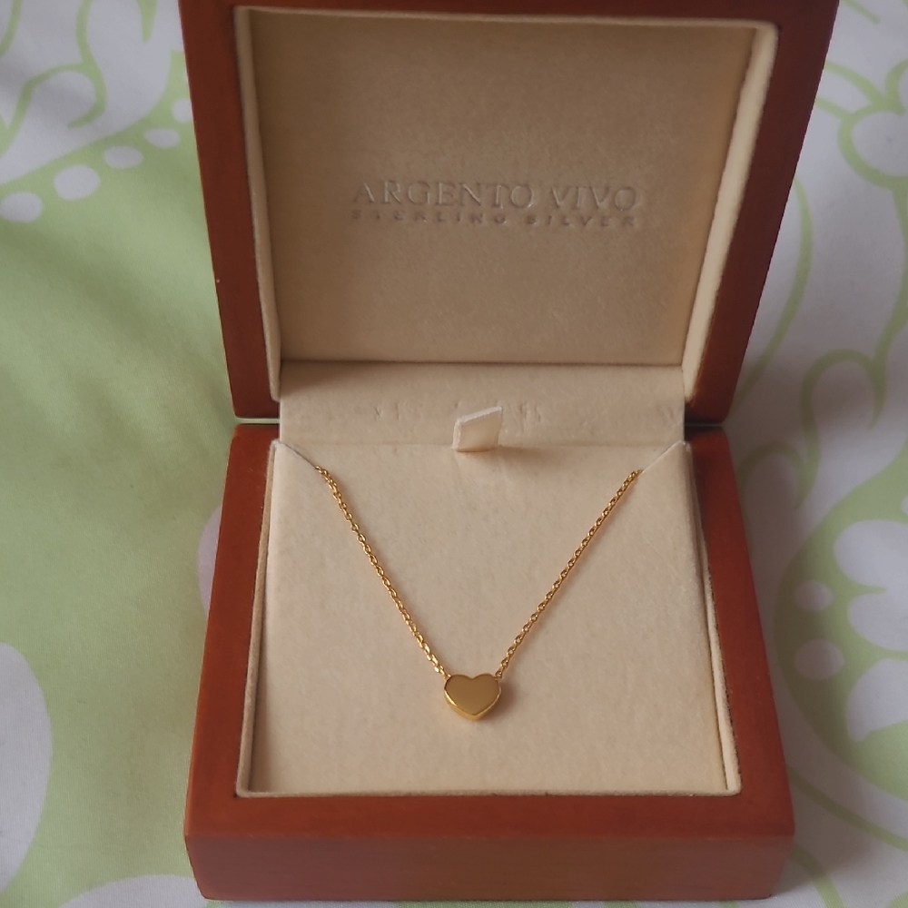 Argento Vivo Gold Heart Pendant Necklace